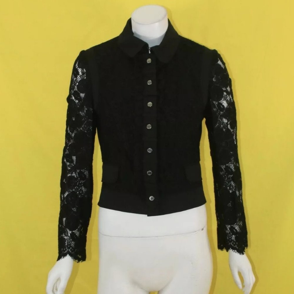 100% Authentic NWOT $350 KAREN MILLEN Lace Button Down Blazer/Cardigan Size 4,XS